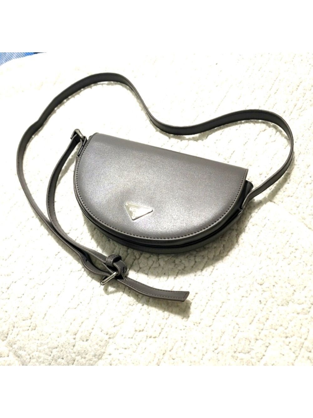 Miniso Women's Half Moon Faux Leather Crossbody Bag Purse